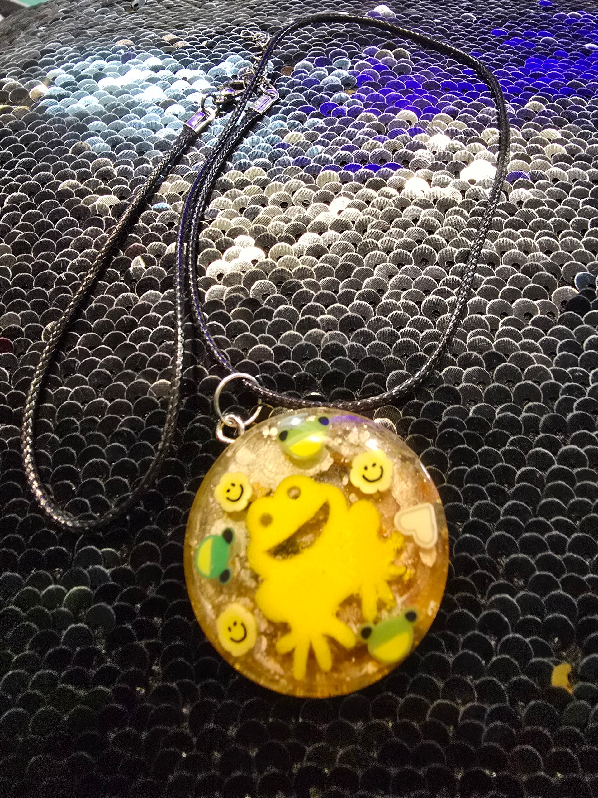 Frog Themed Custom Resin Pendant Necklace