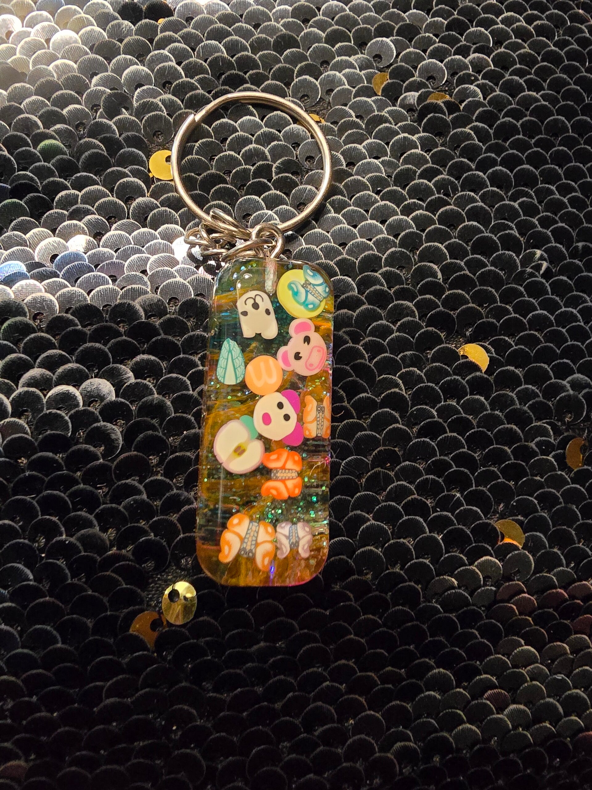Resin Fimo Slices Custom Rectangle Keychain
