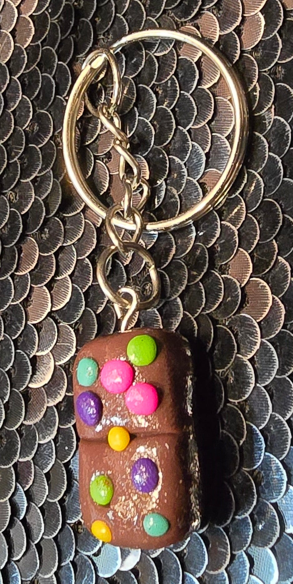 Handmade Polymer Clay Cosmic Brownie Keychain