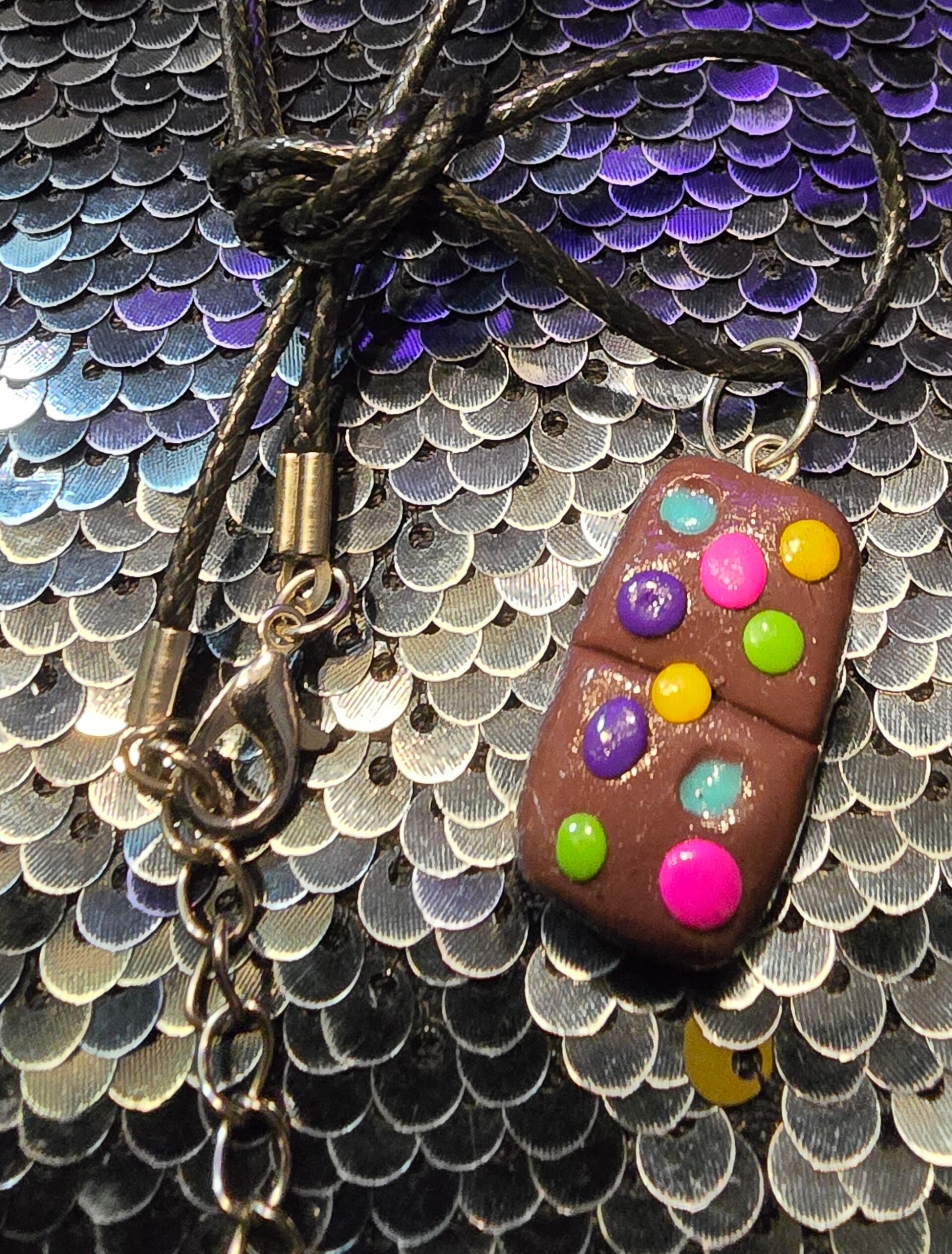 Handmade Polymer Clay Cosmic Brownie Necklace