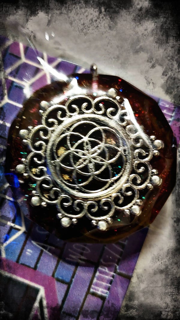 Dodecagon Sacred Seed Flower of Life Custom Resin Pendant Necklace Charm