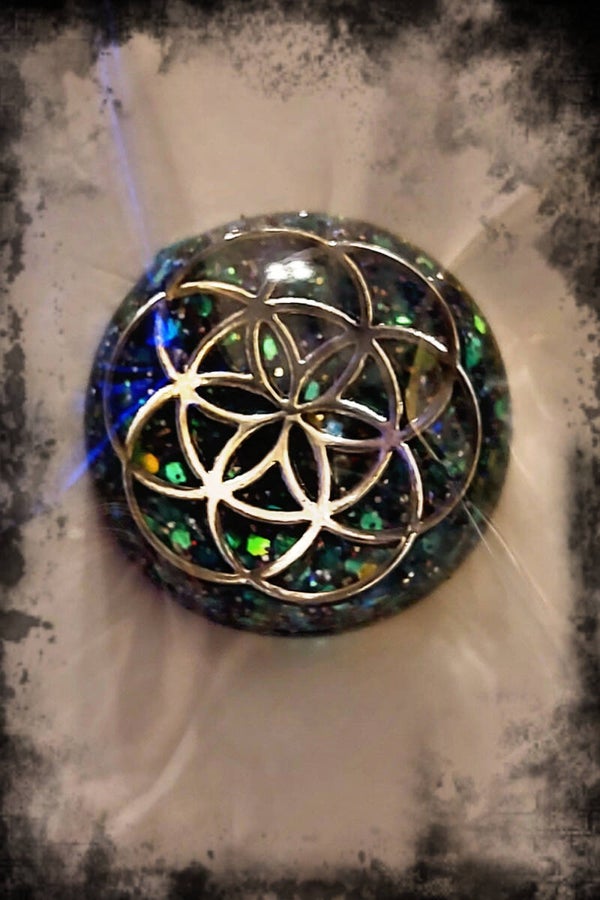 Large Geometric Dome Flower of Life Custom Made Resin Collector Pin