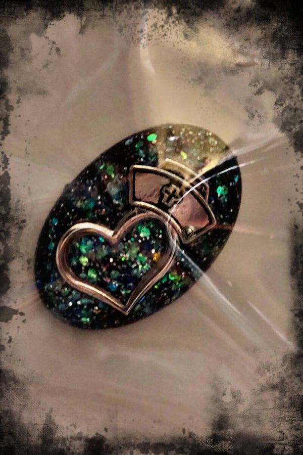 Medium Oval Dome Nurse Heart Custom Made Resin Collector Pin
