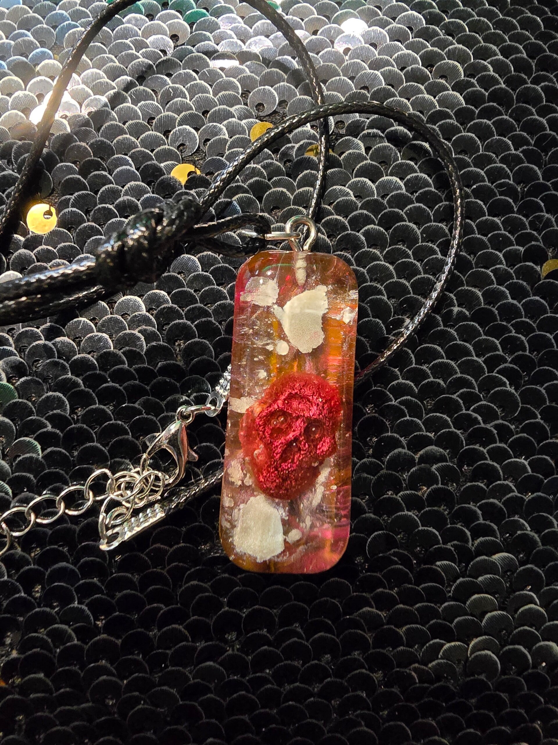 Resin Skull Custom Rectangle Pendant Necklace