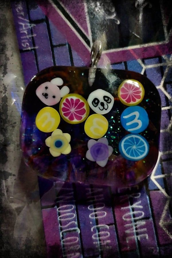 Square Clay Cutouts Custom Resin Pendant Necklace Charm