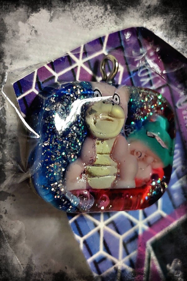 Square Pokemon Slowbro Custom Resin Pendant Necklace Charm