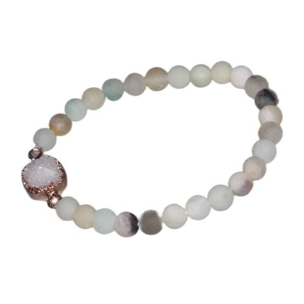 Amazoniet met Kwarts Cluster armband