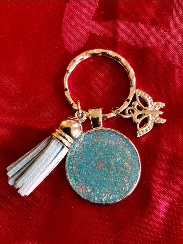 Sleutel- en tas-hanger "Baby Blue Sparkle Mandala"