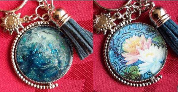 Dubbelzijdige sleutel- en tashanger "Vincent van Gogh - Waterlelies"