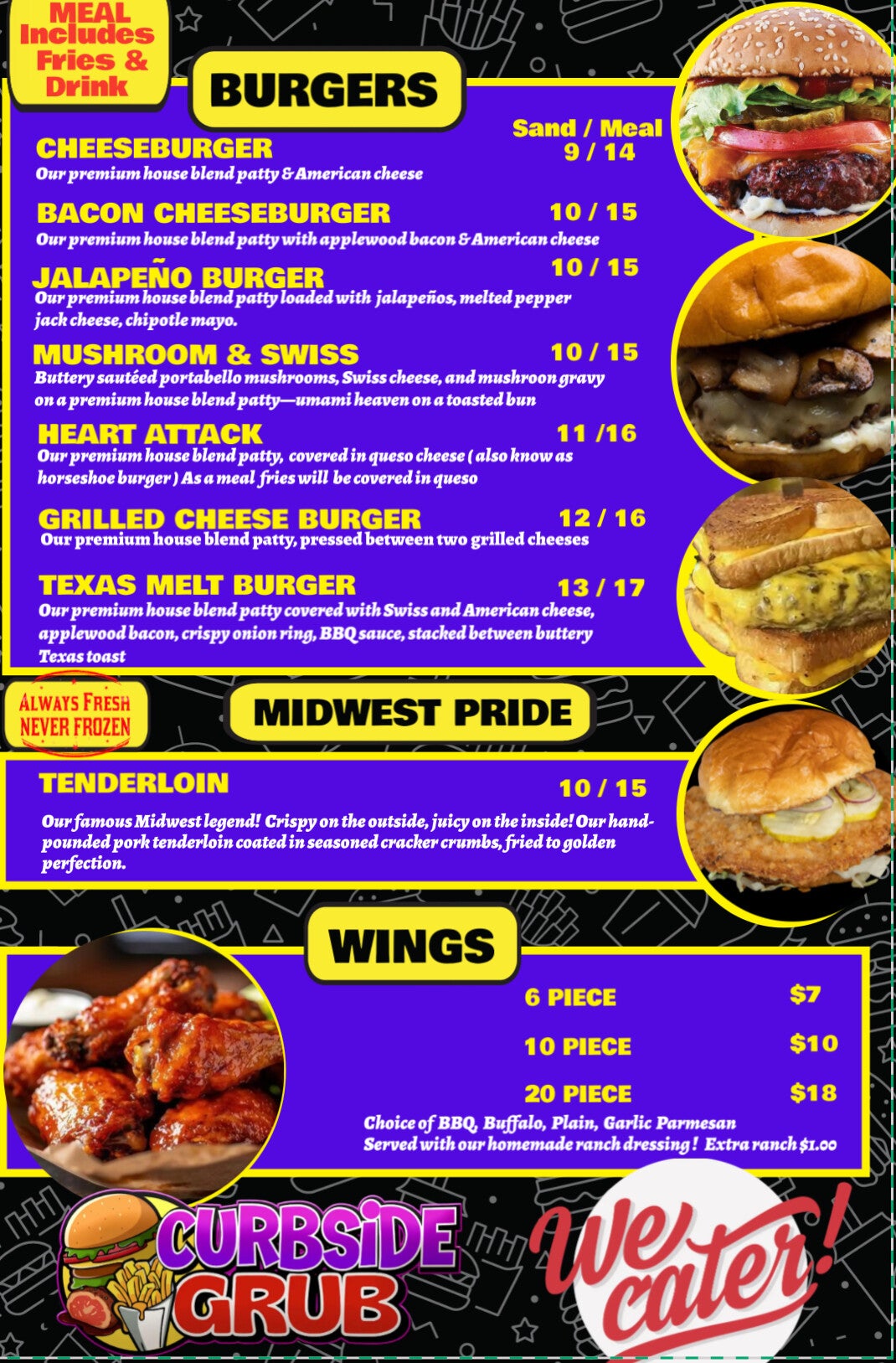 Curbside Grub Food Truck Menu