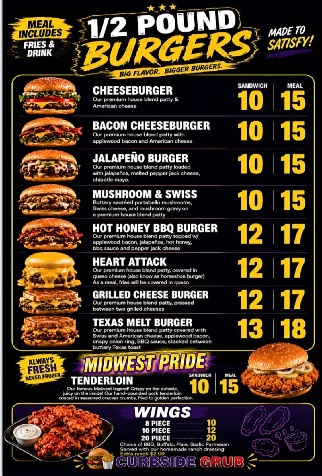 Curbside Grub Food Truck Menu