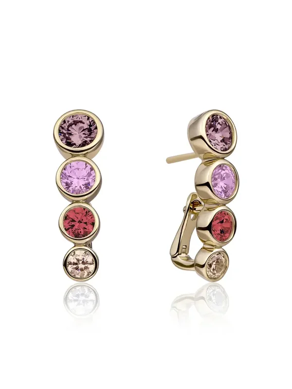 Tube Push Back Oorbellen Multicoloured - Goudkleurig