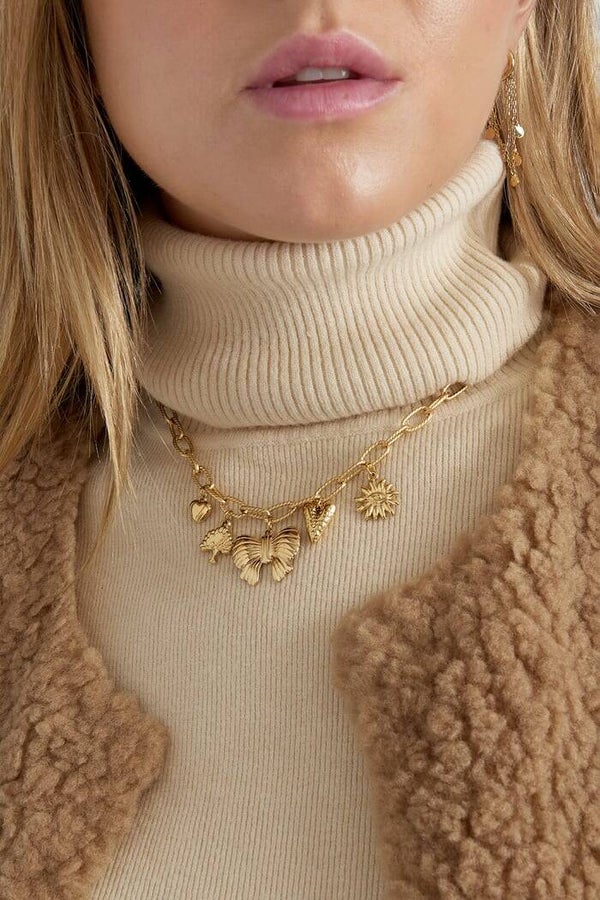Stainless steel - Bedelketting charm stories - Goud kleur