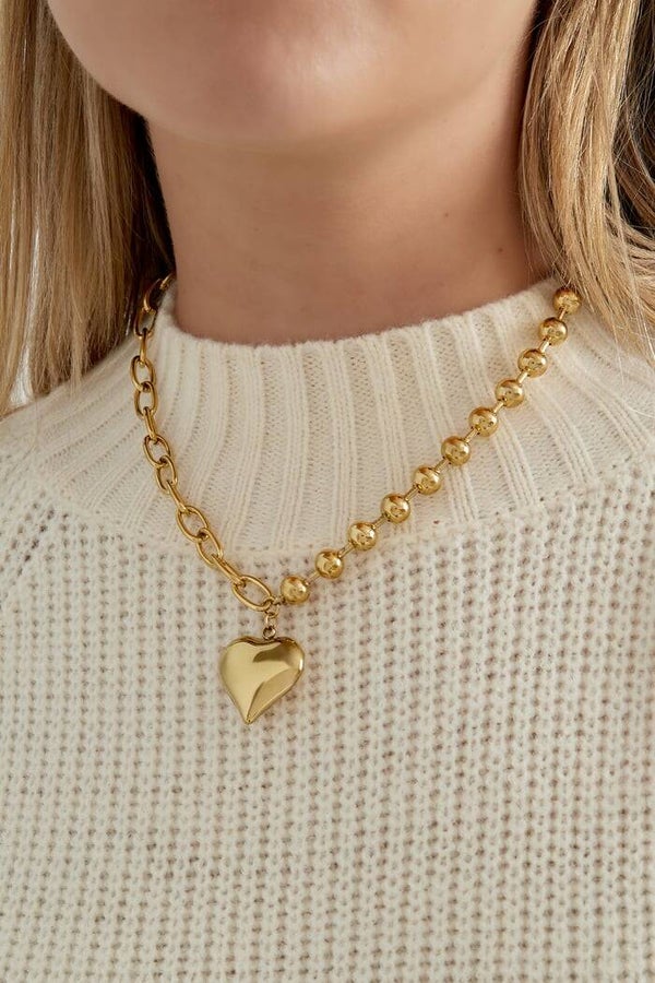 Stainless steel - Ketting locket of love - Goud kleur