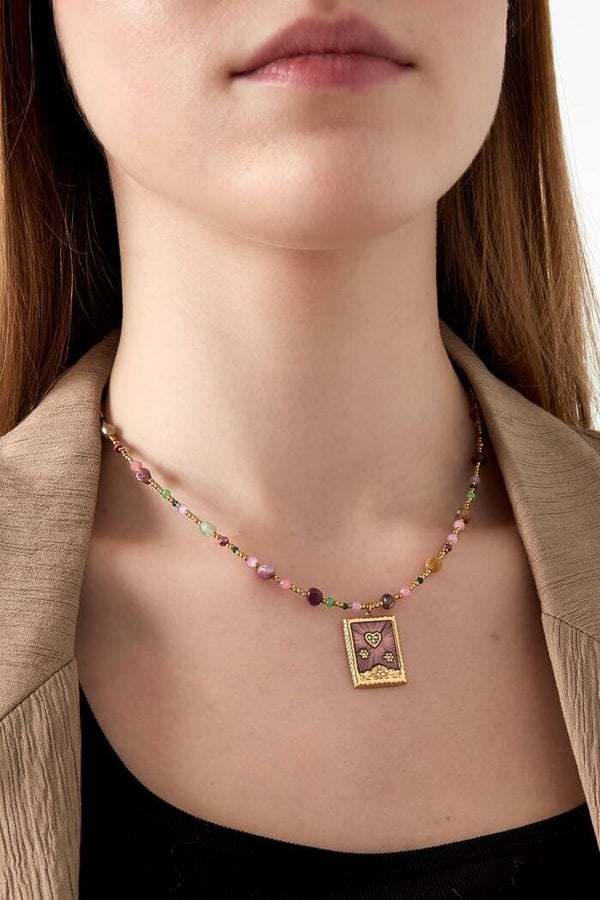 Stainless steel - Ketting fall wonderland - paars