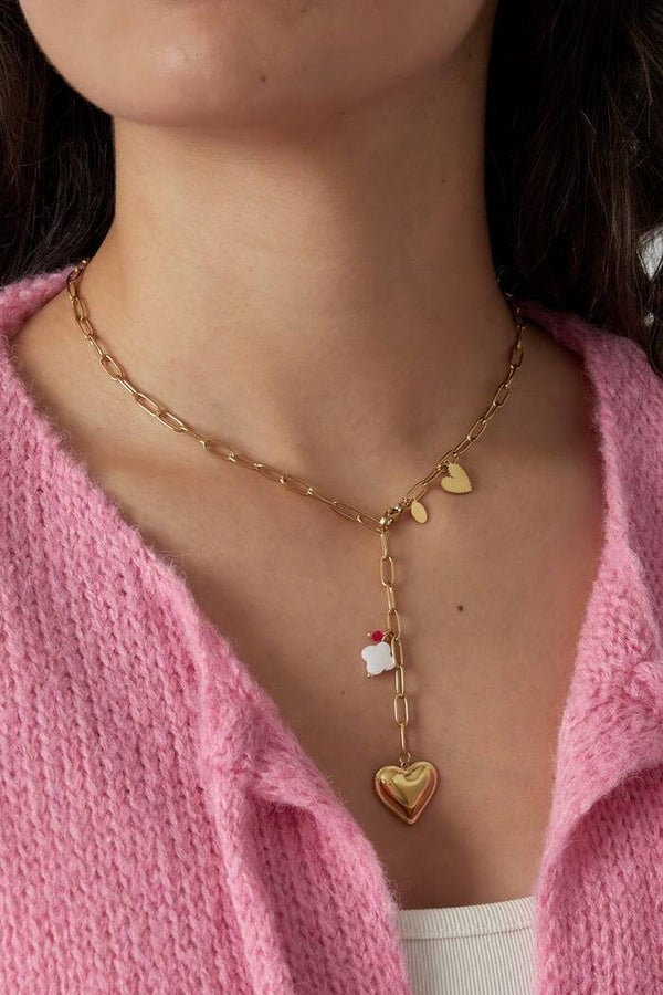 Stainless steel - Ketting clover to my heart - Goud kleur