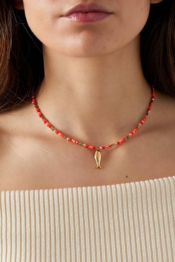 Fish camp; beads ketting - oranje