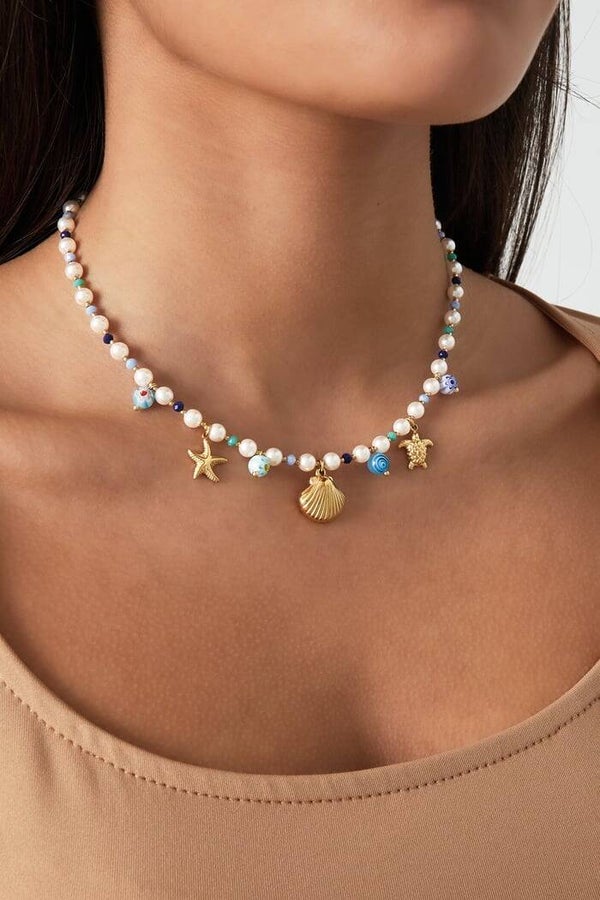 Ketting turtle lover - Blauw goud kleur