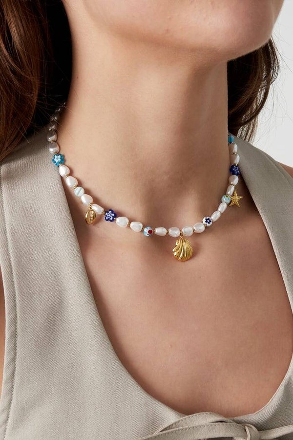 Ketting extra sea life - Blauw goud kleur