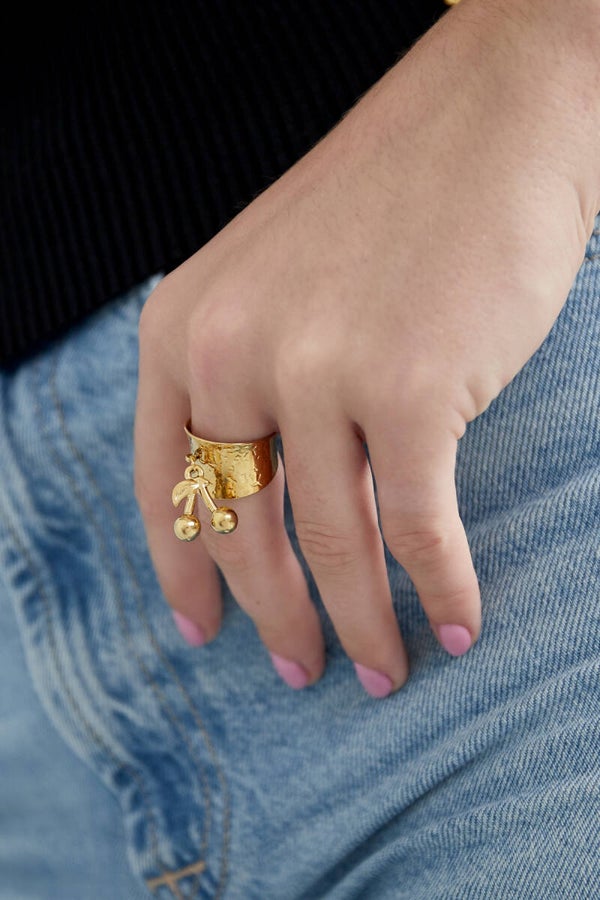 Stainless steel ring - cherry sweety