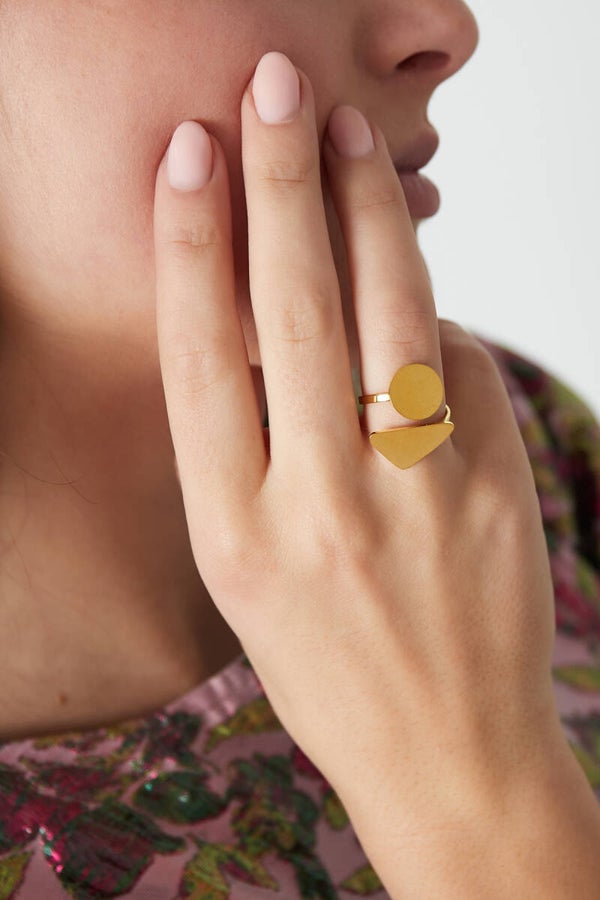 Stainless steel ring - opal flat