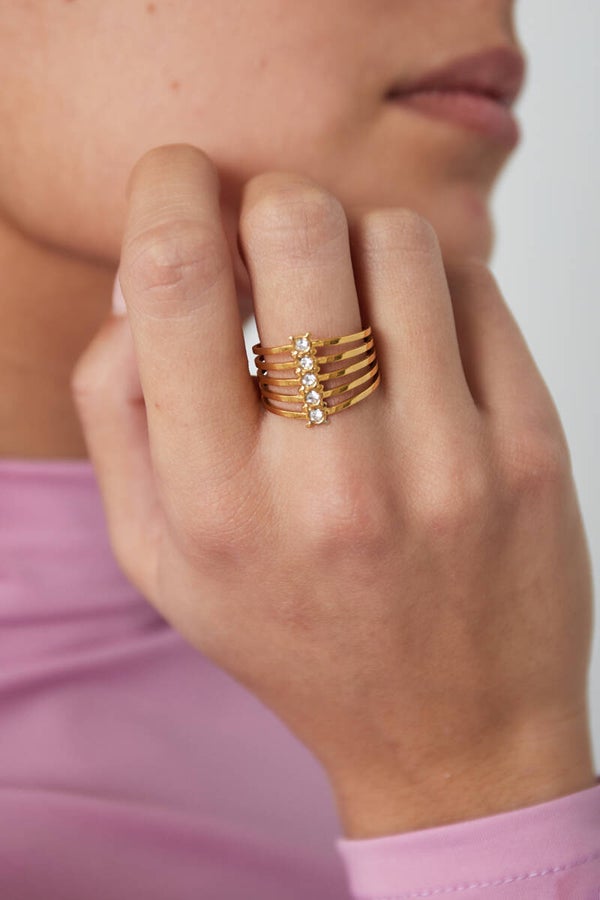 Stainless steel ring - stacked sparkle