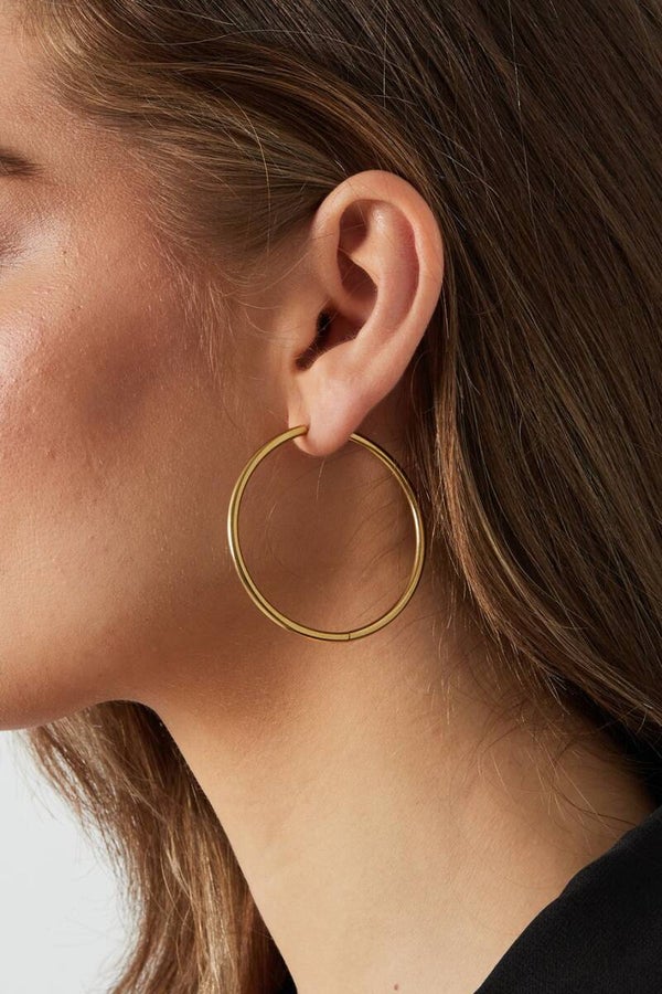 RVS oorbellen hoops groot, goud of  zilver Stainless Steel