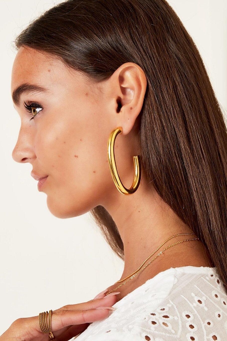 Massieve oorringen hoops Goud en zilverkleur Stainless Steel