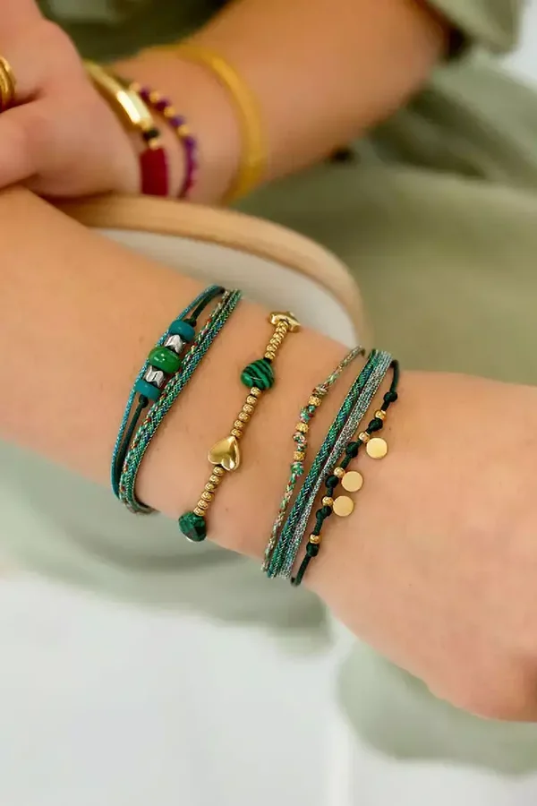 Yehwang - Armband touw met bedel Groen