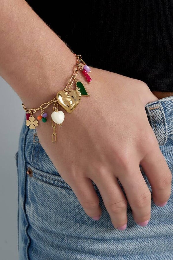 Stainless steel - Bedelarmband fallin' in love - Goud kleur