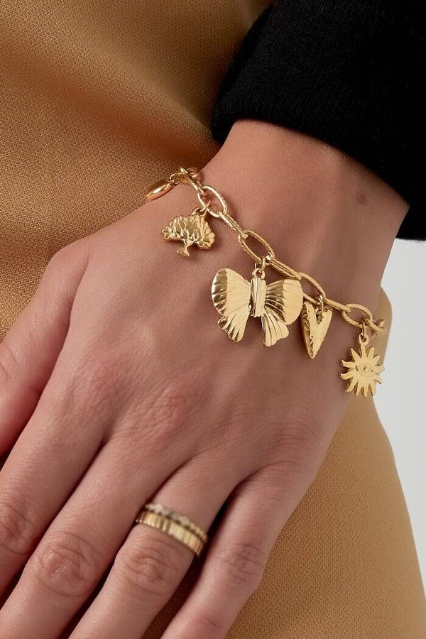Stainless steel - Bedelarmband charm stories - Goud kleur