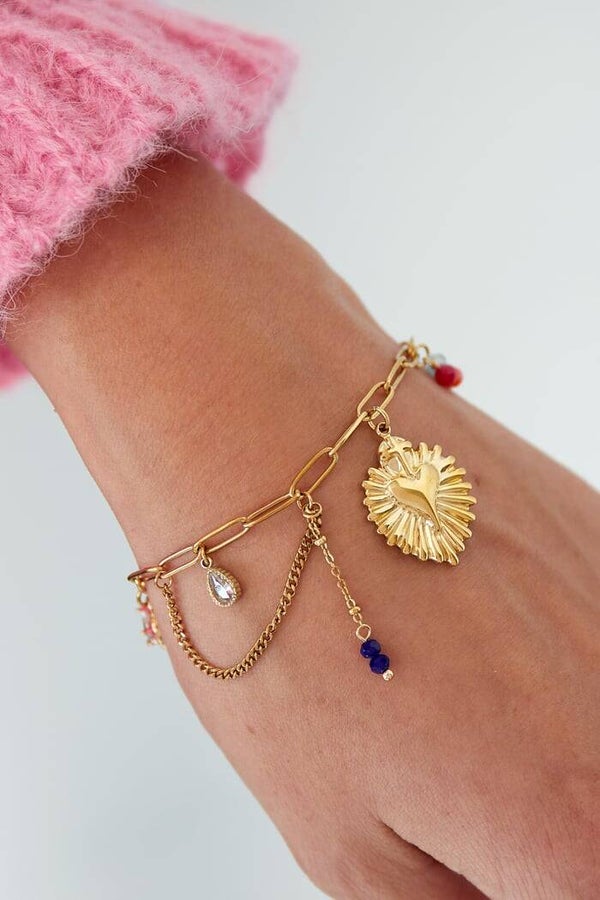 Stainless steel - Colorful joy armband - Goud kleur