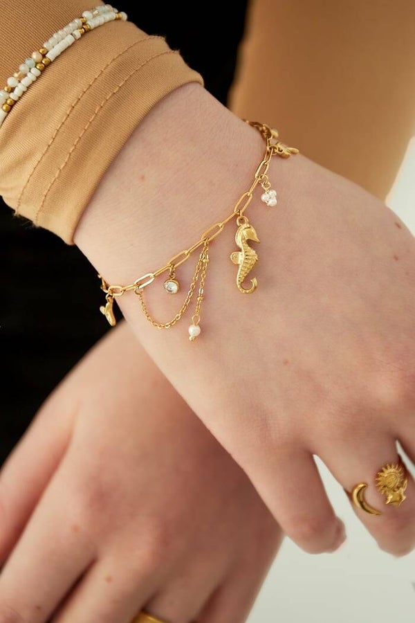 Stainless steel - Ocean vibe armband - Goud kleur