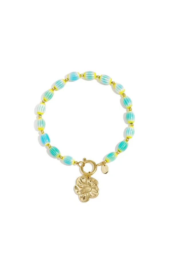 Stainless steel - armband blauwe kralen