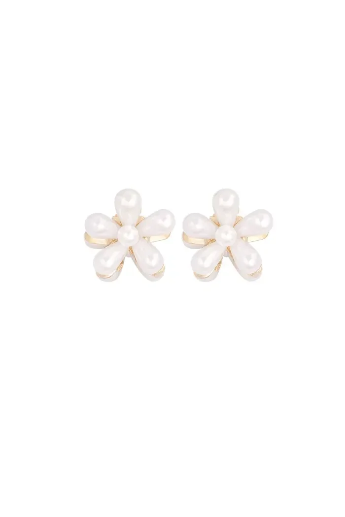 Pearl flower haarclip - wit goud