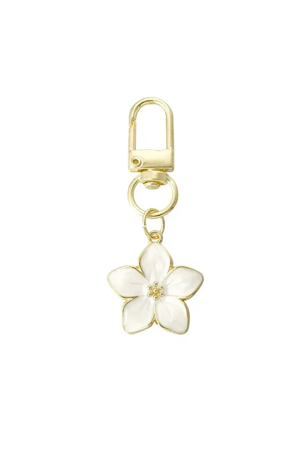 Blossom sleutelhanger - wit goud