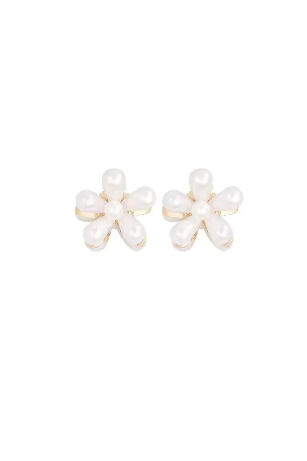 Pearl flower haarclip - wit goud