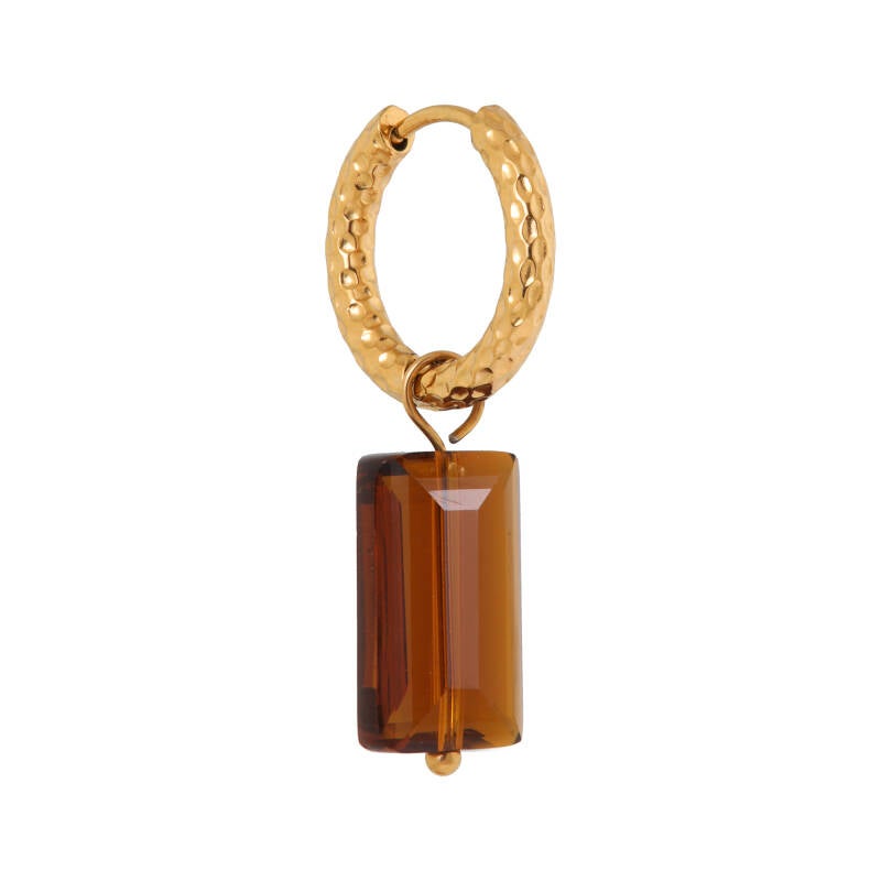 Label Kiki - Shiny brown hoop gold