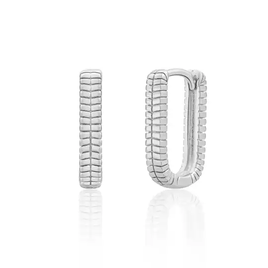 Square Creolen Huggies - Zilver