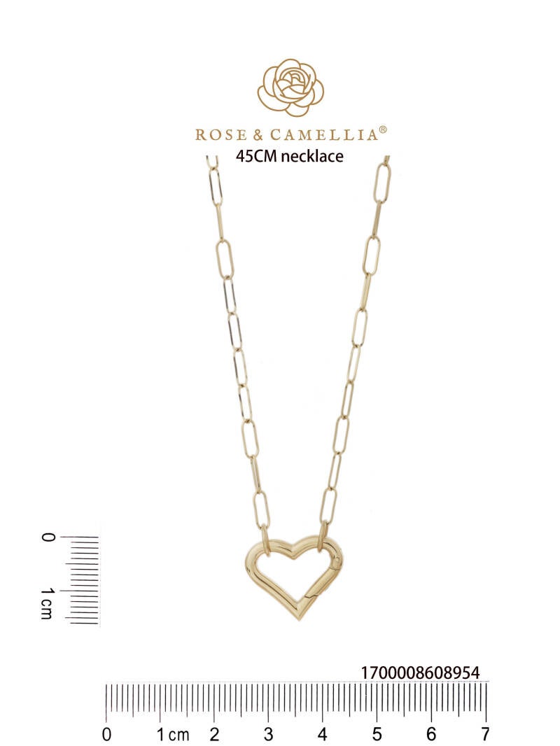 Rose & Camellia stainless steel clipon ketting hart
