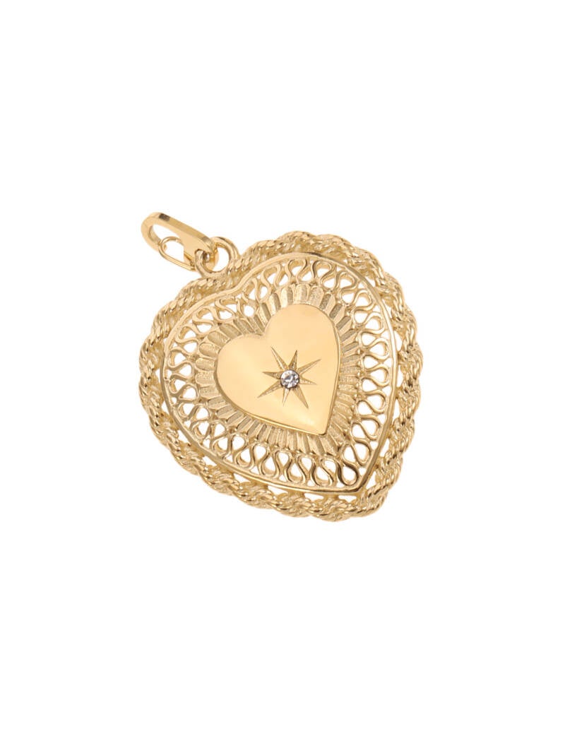 Rose & Camellia bedel stainless steel filigrain hart