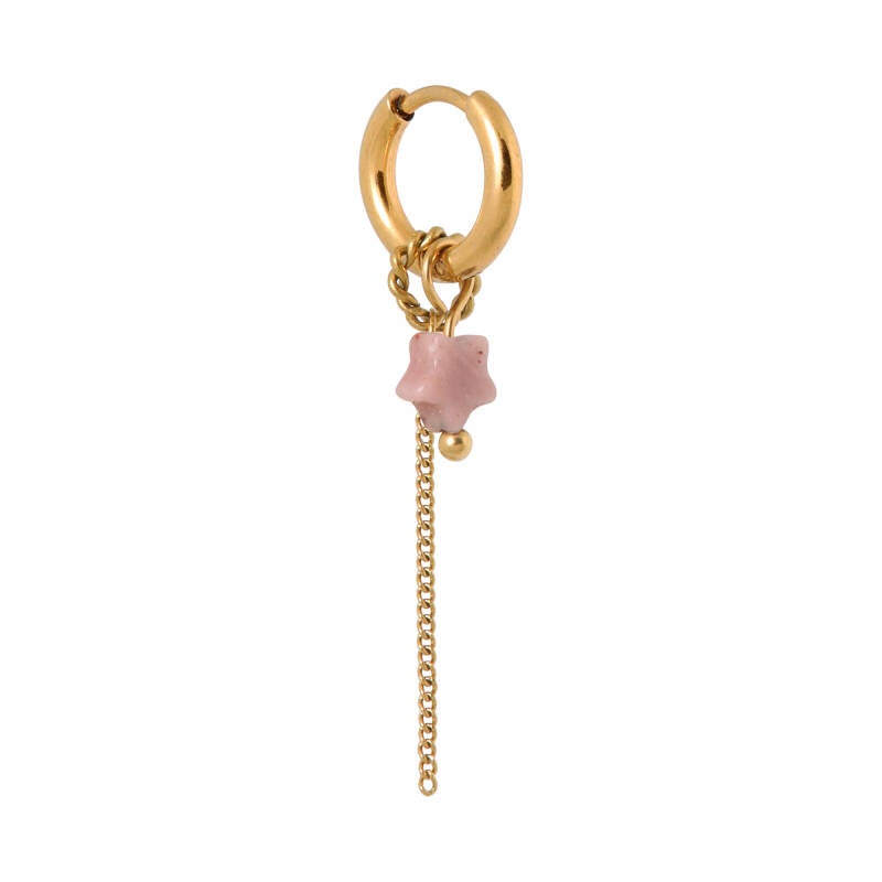 Label Kiki - Chain pink star hoop gold
