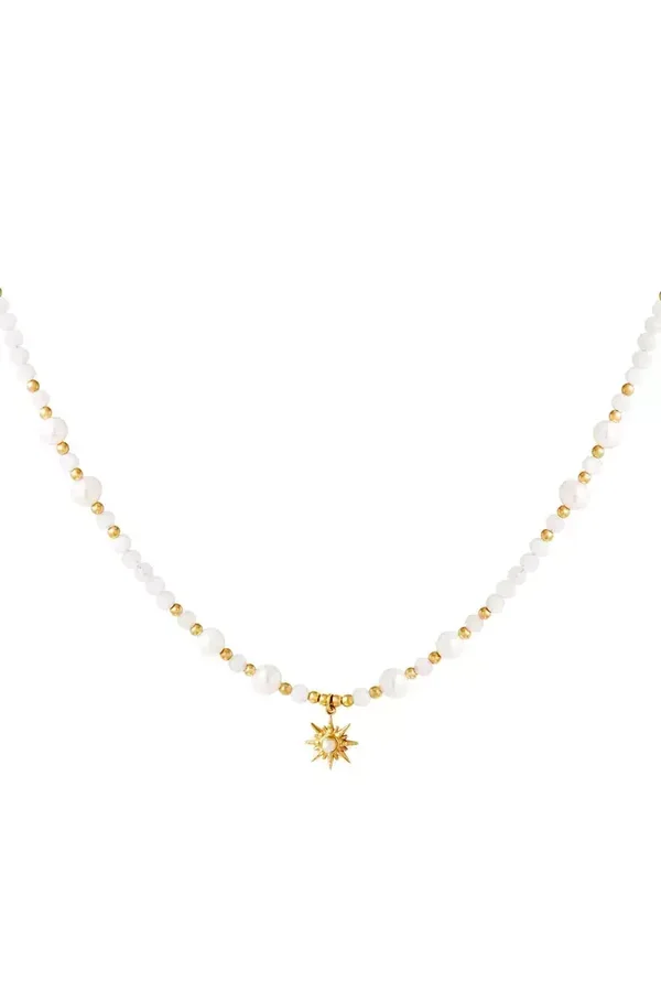 Yehwang - Parelketting met ster hanger Goud Stainless Steel