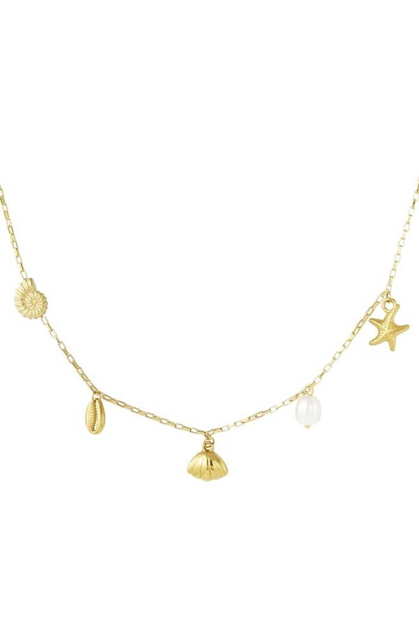 Stainless steel - Bedelketting beach vibes- Goud kleur