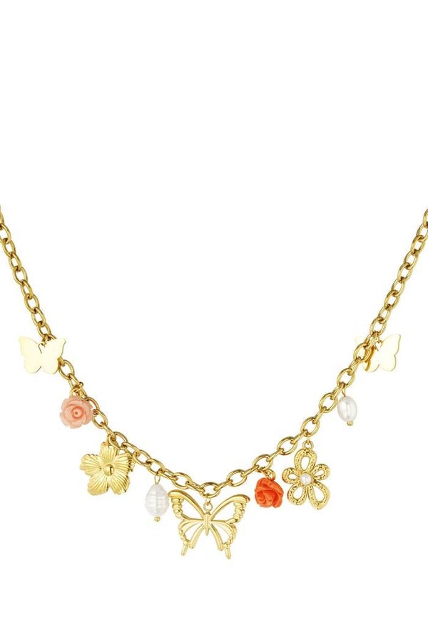 Stainless steel - Cheerful charms ketting -Goud kleur