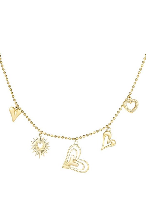 stainless steel - Loving hearts ketting - Goud kleur