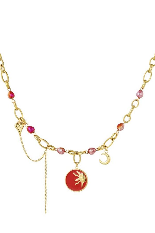 Stainless steel - Bedelketting solar nights - Rood