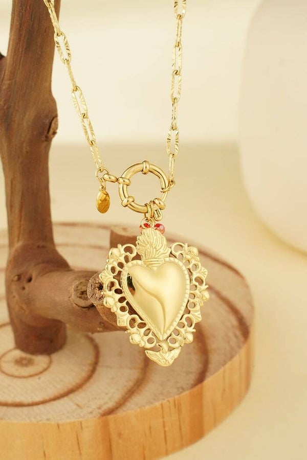 Stainless steel - Bedelketting tropical heart - Zilver of goud