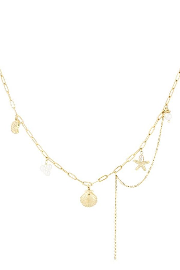 Stainless steel - Sea shell ketting - Goud kleur