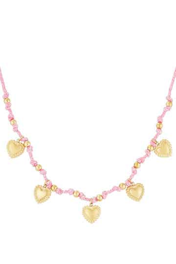 Stainless steel - Cozy hearts ketting - rose